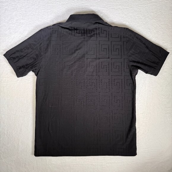 VIP Collection Men's Embossed Geometric Pattern Black Polo XL Luxury Greek Key - Picture 5 of 7